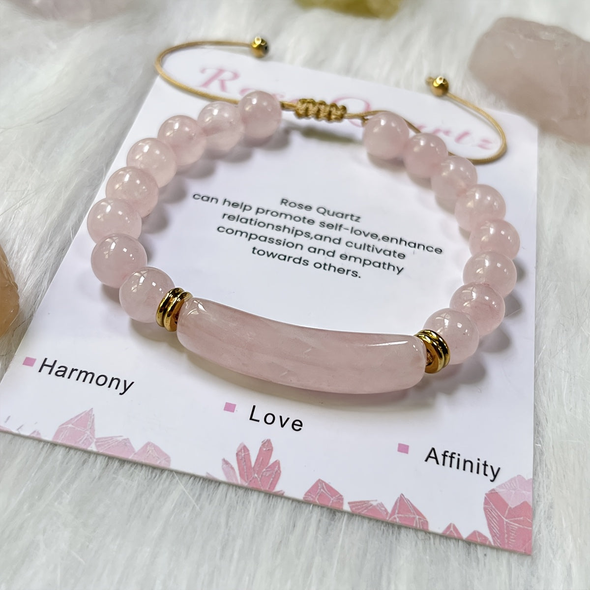 Self-Love Rose Quartz Heart Chakra Healing Bohemian Bracelet for Spiritual Connection