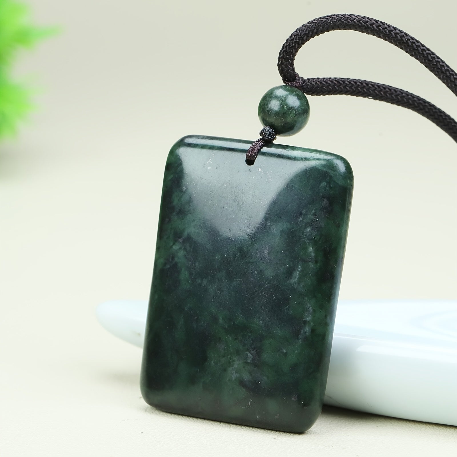 Faux Jade Pendant Necklace - Minimalist Design for Daily Wear & Spiritual Energy