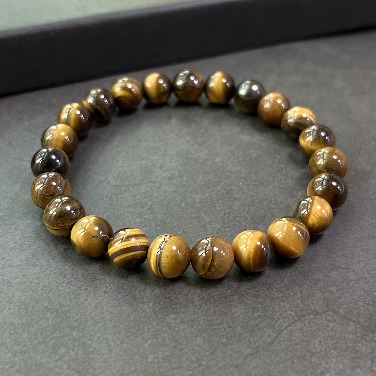 Natural Tiger's Eye Bracelet - 8mm Beads for Wealth & Prosperity Energy