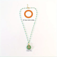 Luxury Lucky Green Circle & Golden Branch Necklace - Prosperity Amulet for Women