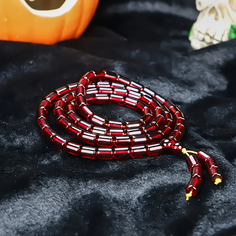 108 Beads Red Resin Necklace for Grounding, Spiritual Protection & Daily Wear