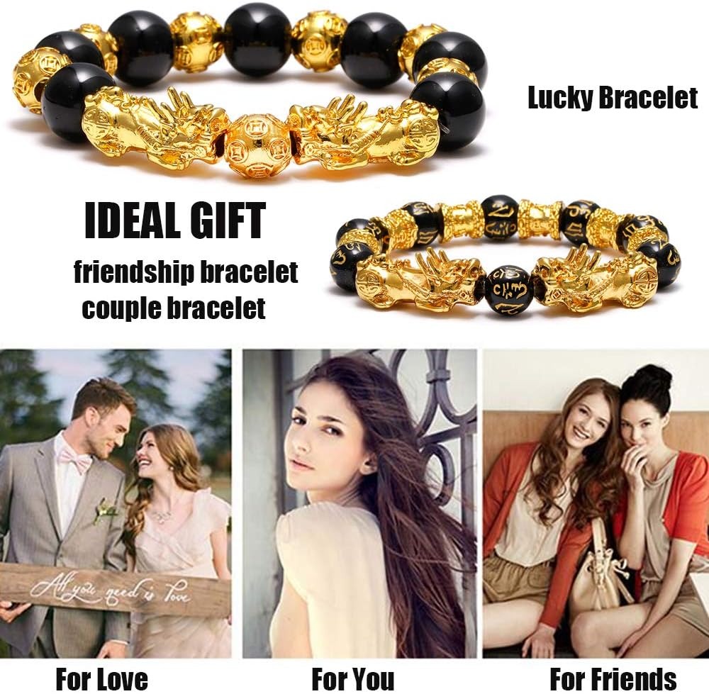 Feng Shui Wealth Bracelet  Ultimate Prosperity Armor for Men Women Pixiu and black obsidian. It brings prosperity, offers protection, attracts good fortune and repels evil spirits
