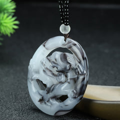 Natural Agate Magpie & Plum Blossom Pendant for Joy, Good Fortune, and Resilience