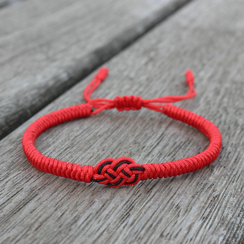 Handmade Woven Ethnic Heart Knot Red Rope Bracelet - Energy Boosting & Protection