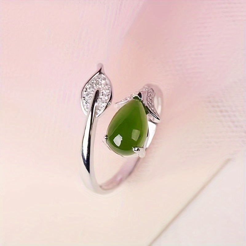 New Leaf Pendant Open End Alloy Ring - Enhance Daily Energy with Fashionable Personalized Design