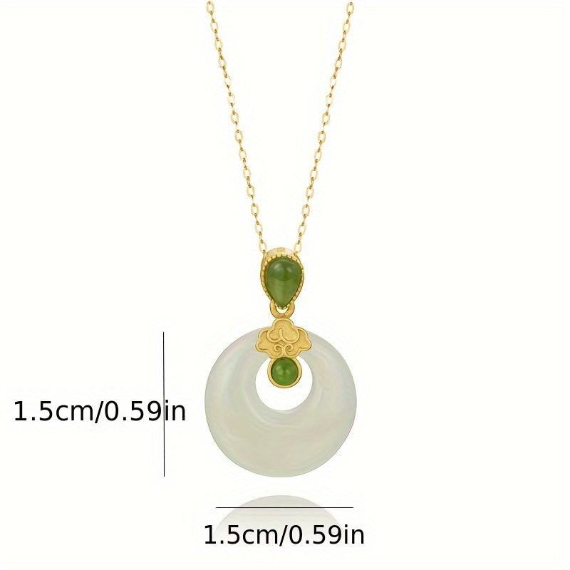 White Safety Buckle Pendant Necklace - Ruyi Lock Design for Harmony & Prosperity