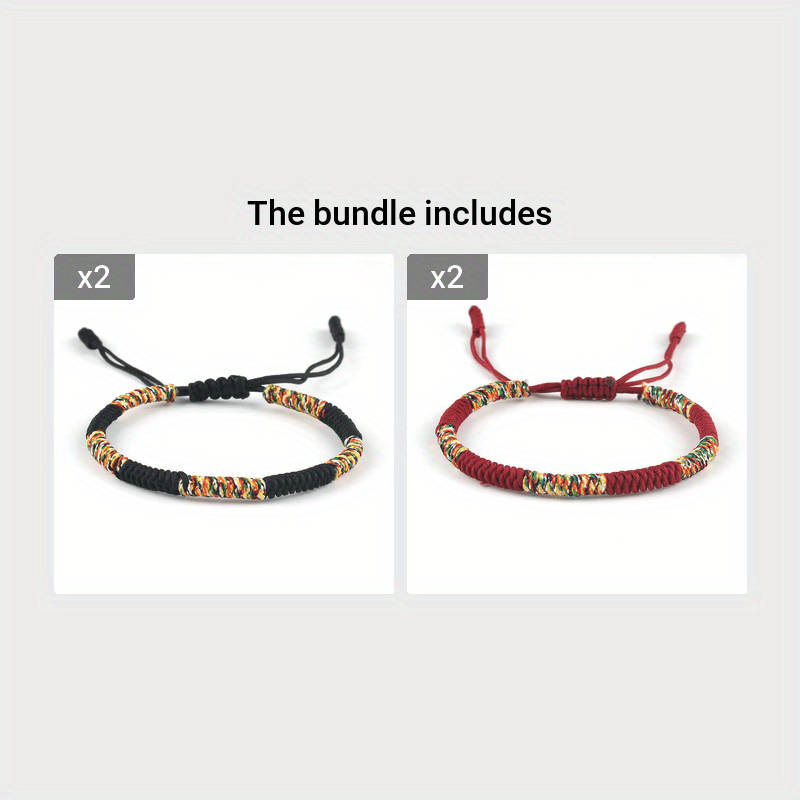 Multicolor Knitted Lucky Ethnic Style Colored Linked Woven String Thread Bracelet - Vibrant Energy & Harmonious Design for Daily Wear