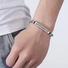 Men's Copper Casual Bracelet with Retro Peace Sign - Woven Chain Design for Energy Balance