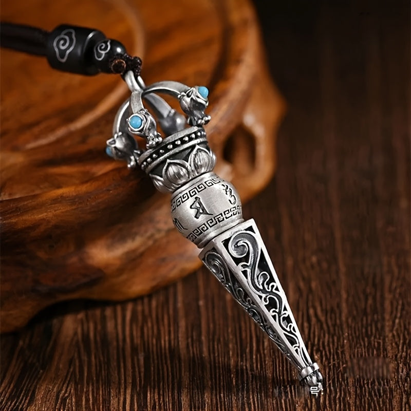 Retro Six-Character Mantra Vajra Pendant — Rotatable Spiritual Necklace for Protection, Energy Balance & Mind-Body Harmony
