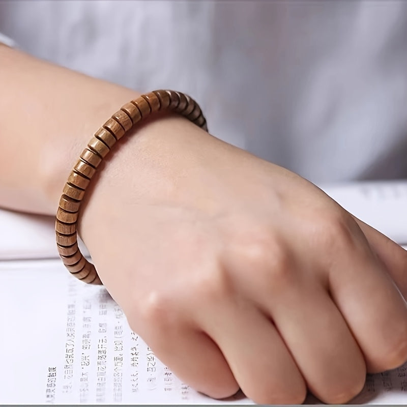 1pc Australian Sandalwood Bracelet - Natural Wood Beads with Minimalist Elegance for Everyday Wear