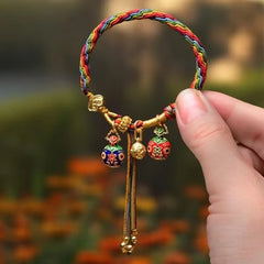 Rainbow Braided Blessing Rope Bracelet – Cultural Harmony Charm with Lucky Pendants