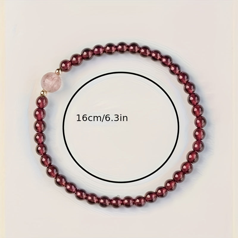 Elegant French-Inspired Natural Garnet Bead Bracelet - Love & Friendship Energy