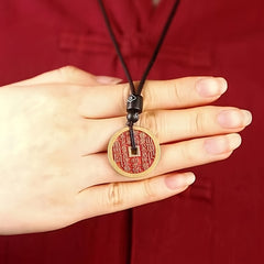 Vintage Feng Shui Copper Coin Amulet Necklace – Protection, Energy Balance & Spiritual Harmony Hand-Woven Feng Shui Style for Wealth, & Success