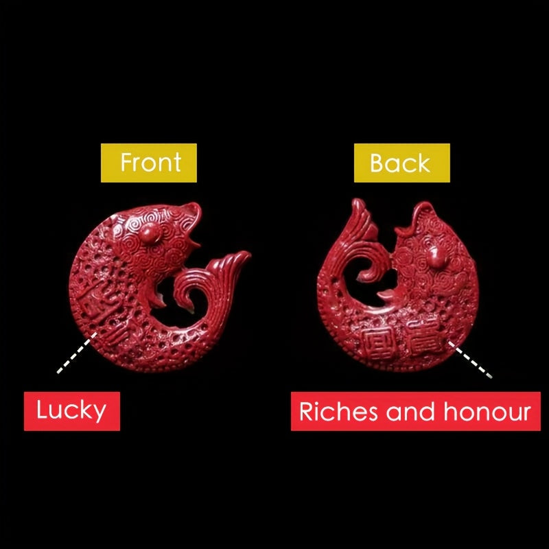 Red Lucky Fish Pendant Necklace Auspicious Wealth Symbol Prosperity Good Fortune Jewelry