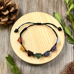 Natural Stone Pyramid Beads, Balance Energy, Protection & Spiritual Harmony, Adjustable Handmade Jewelry for Men & Women