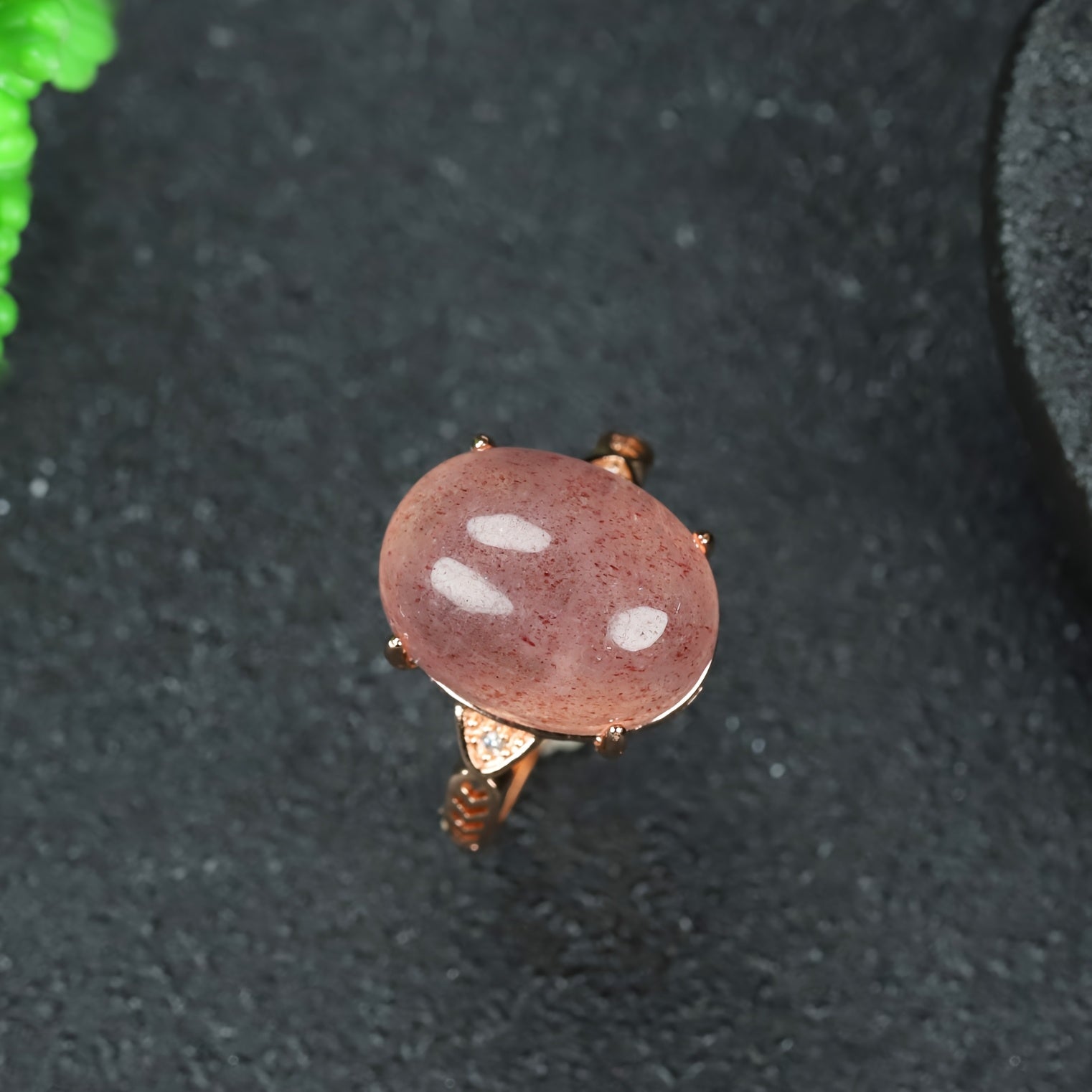 Elegant Pink Strawberry Quartz Ring - Harmonious Energy for Love & Emotional Healing