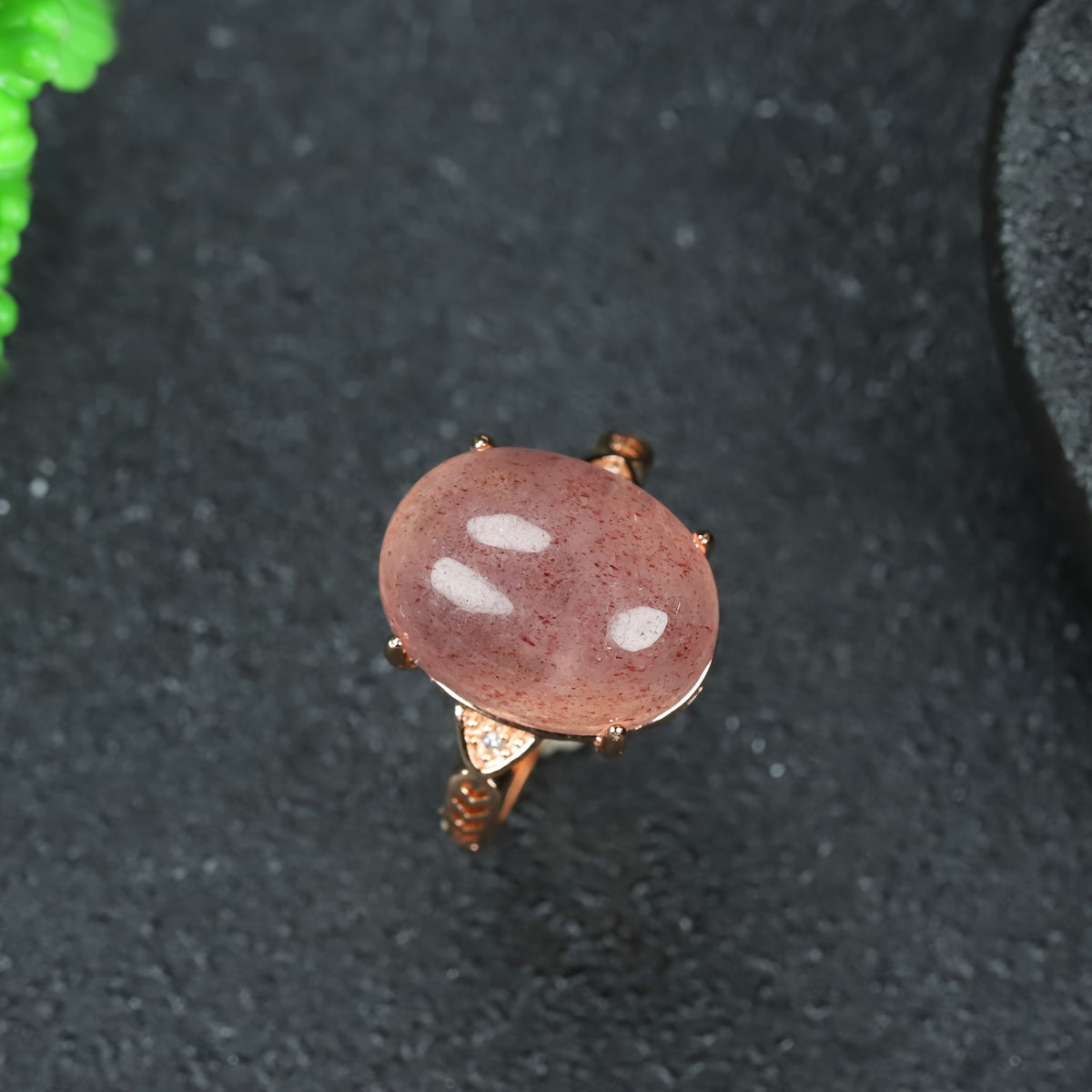 Elegant Pink Strawberry Quartz Ring - Harmonious Energy for Love & Emotional Healing