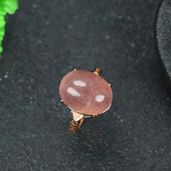 Elegant Pink Strawberry Quartz Ring - Harmonious Energy for Love & Emotional Healing