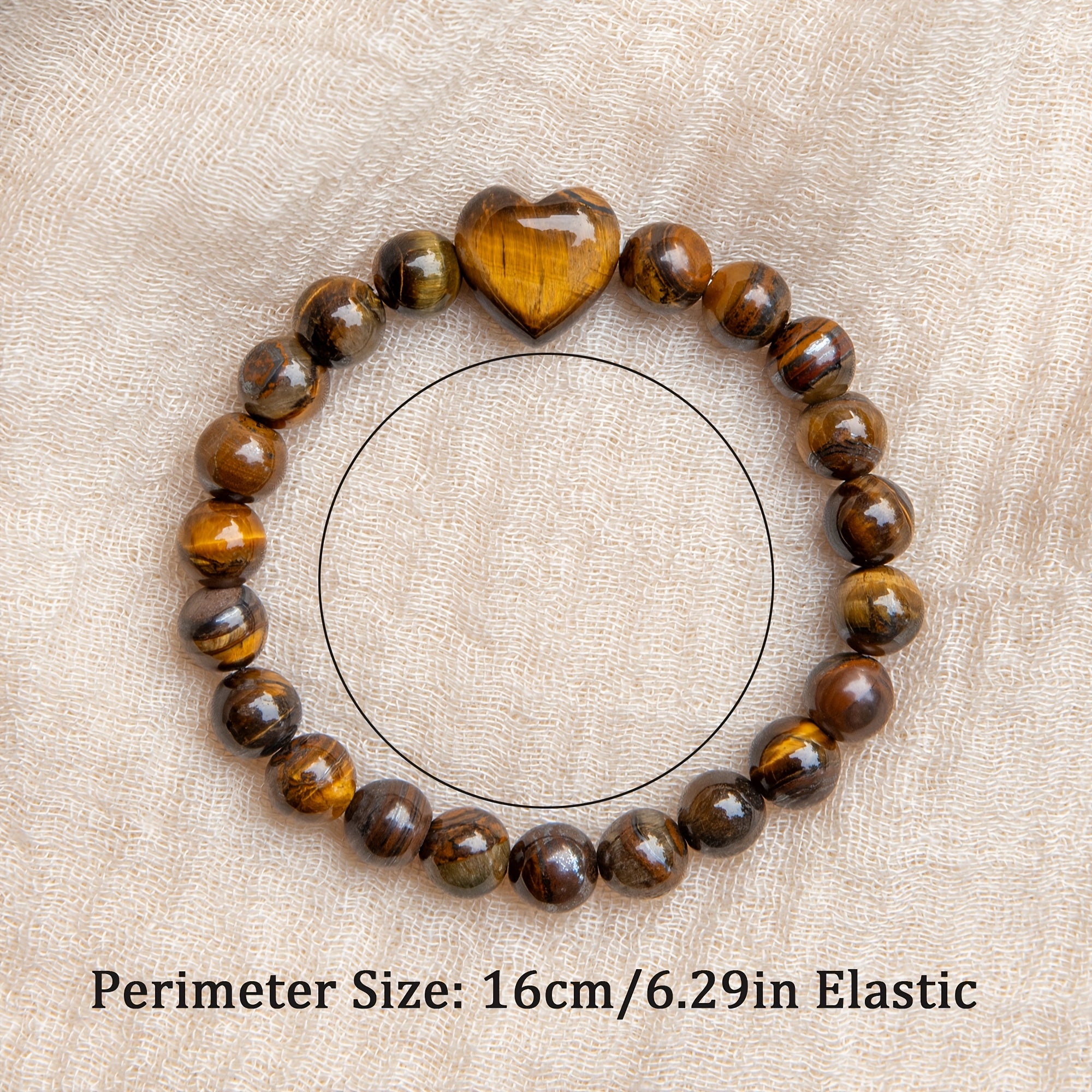 Heart-Shaped Tiger Eye Bracelet - Natural Stone Jewelry for Romantic Occasions & Daily Wear with Energy Healing