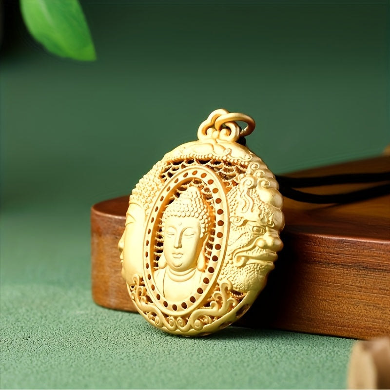 Gold-Plated Triple Buddha Pendant Necklace Spiritual Harmony & Protection Jewelry
