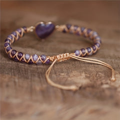 Amethyst Heart Bracelet - Bohemian Ethnic Style & Spiritual Energy