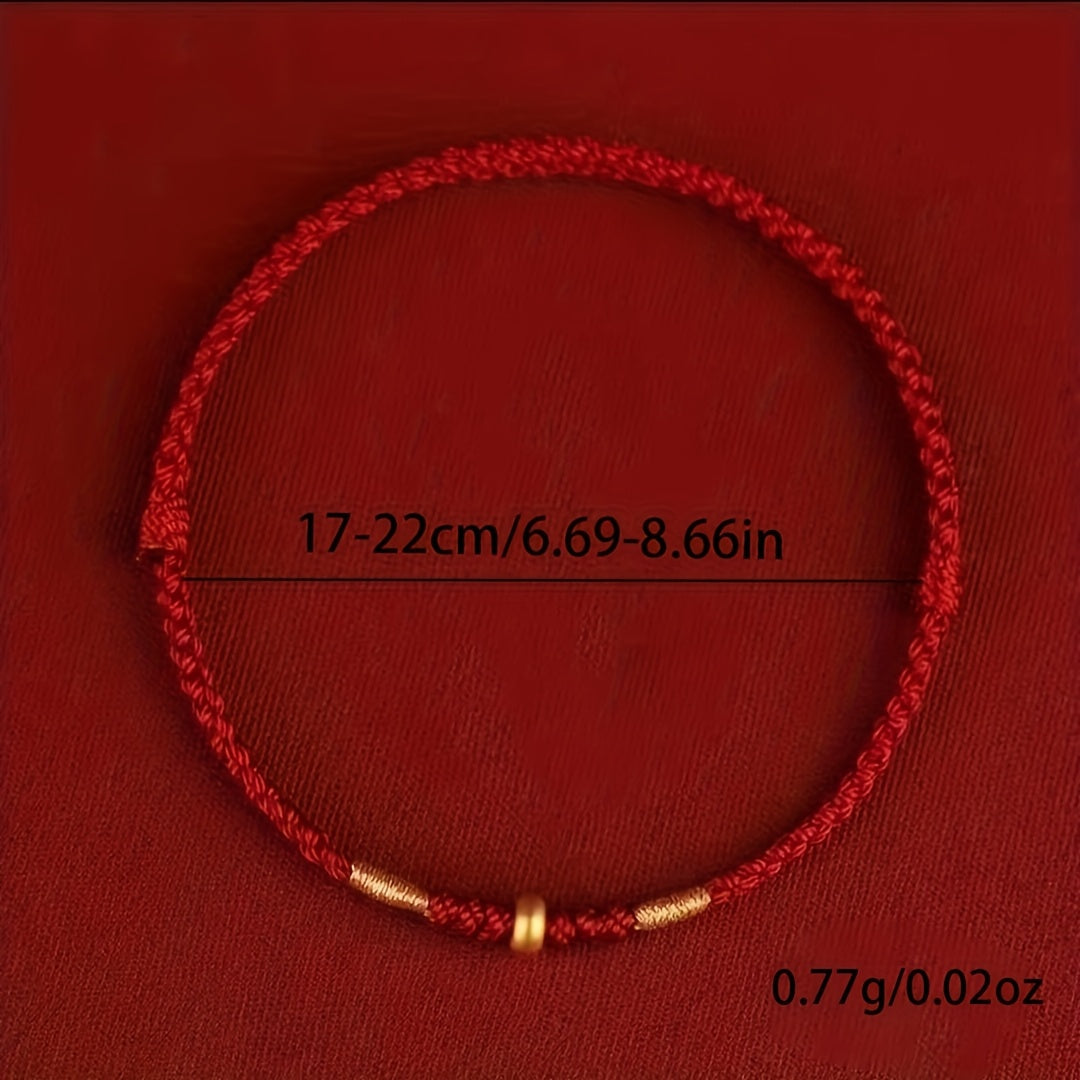 Women's Adjustable Red & Golden Lucky Charm Bracelet: Bohemian Style for Good Luck & Protection