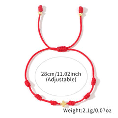 Boho Red Rope Bracelet with Cross Charm - Adjustable for Daily Wear & Festive Energy