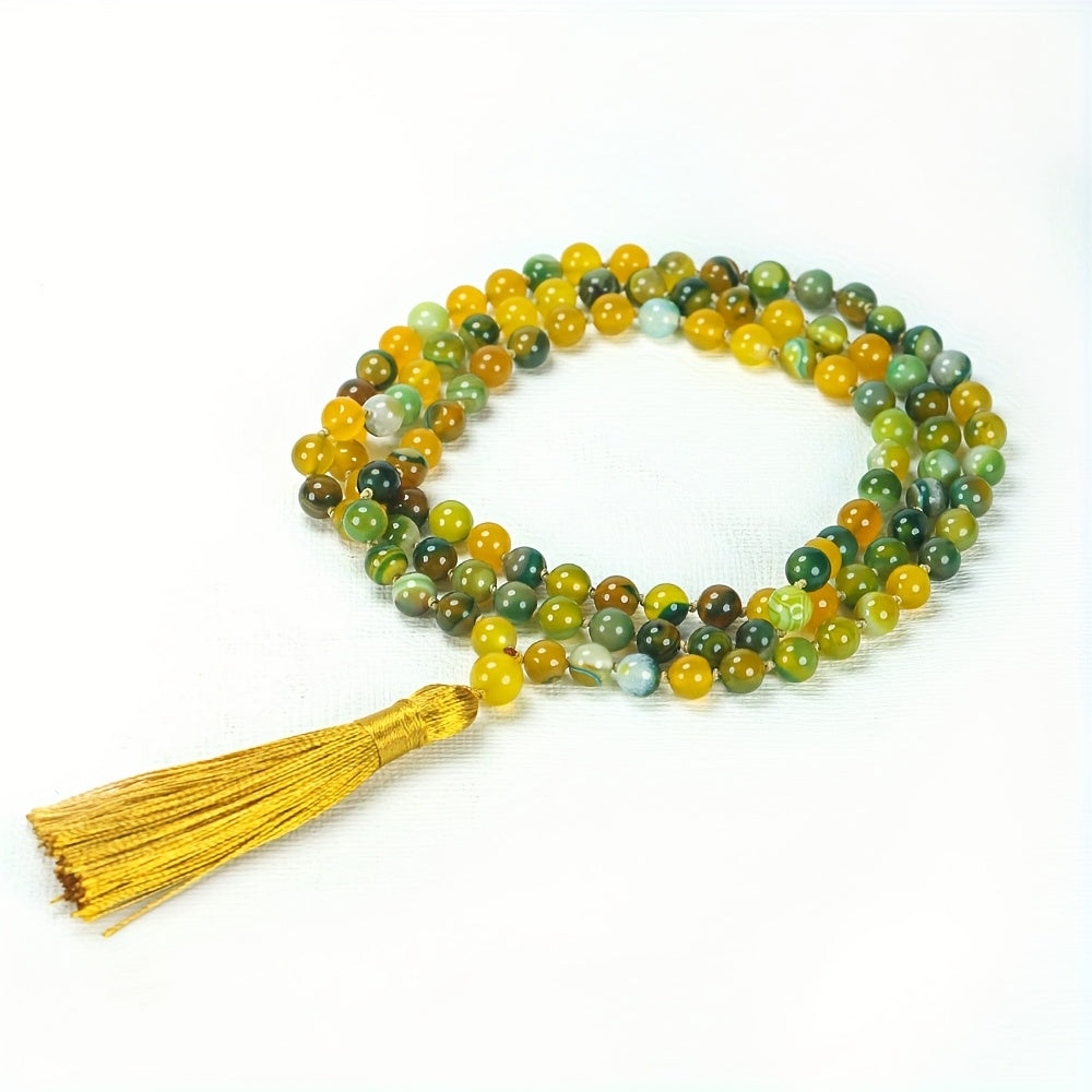 Agate Prayer Beads Necklace - 108 Beads for Spiritual Healing & Daily Wear