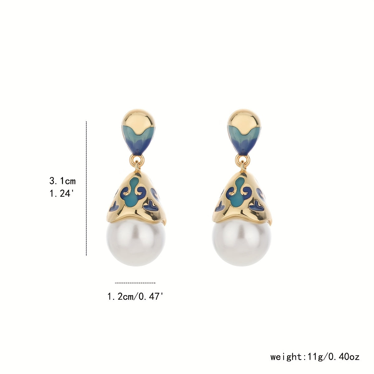 Vintage Elegant Turquoise Enamel Earrings with Positive Energy - Perfect for Weddings & Daily Wear
