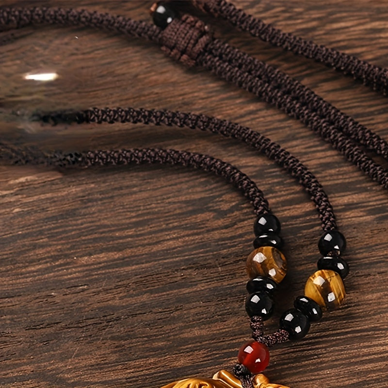 Tiger Eye Stone Pixiu Pendant — Spiritual Harmony, Prosperity Attraction & Energy Protection Amulet