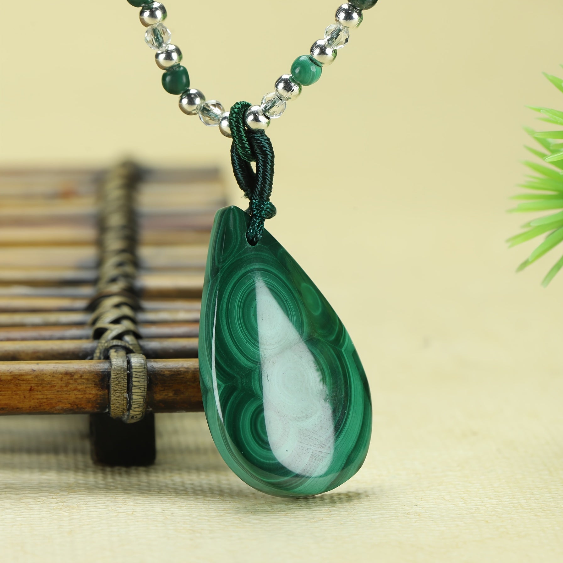 Retro Water Drop Peacock Stone Pendant for Emotional Balance & Harmony