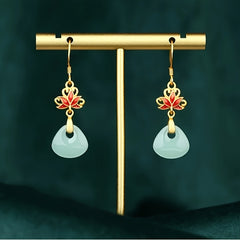 Vintage Golden Plated Copper Lotus Earrings for Spiritual Balance Energy