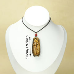 Natural Stone Pendant - Bohemian Style Unisex Jewelry with Cicada Symbol for Good Fortune