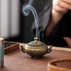 1pc Vintage Brass Incense Burner - Traditional Chinese Design for Yoga Meditation & Holiday Gifts