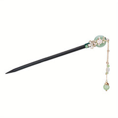 1pc Vintage Japanese Hair Stick with Floral Chain - Elegant Hairpin for Weddings & Cosplay with Teardrop Accents & Alloy Construction