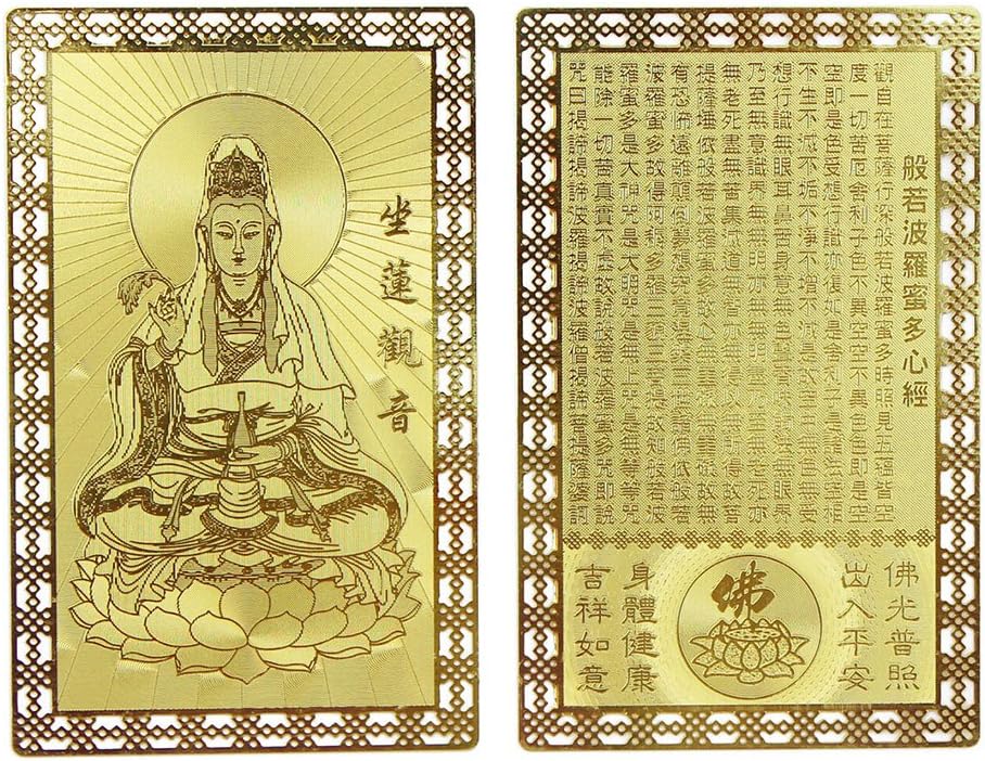Feng Shui Guanyin Gold Amulet Card for Protection Feng Shui Golden Guanyin Protection AmuletCard