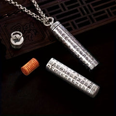 Vintage Rotatable Amulet Pendant for Scriptures & Ashes - Auspicious Energy Enhancer