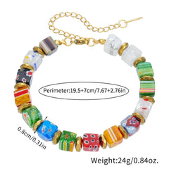 Murano Glass Dice Bead Bracelet — Colorful Harmony, Joy & Playful Spirit Charm