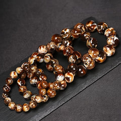 10-12mm Wax Bead Fossil Bracelet for Ancient Wisdom & Grounding Energy - Daily Wear & Gift