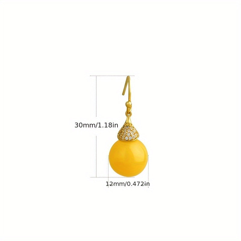Elegant Yellow Faux Amber Dangle Earrings - Vintage-Inspired with Healing Energy