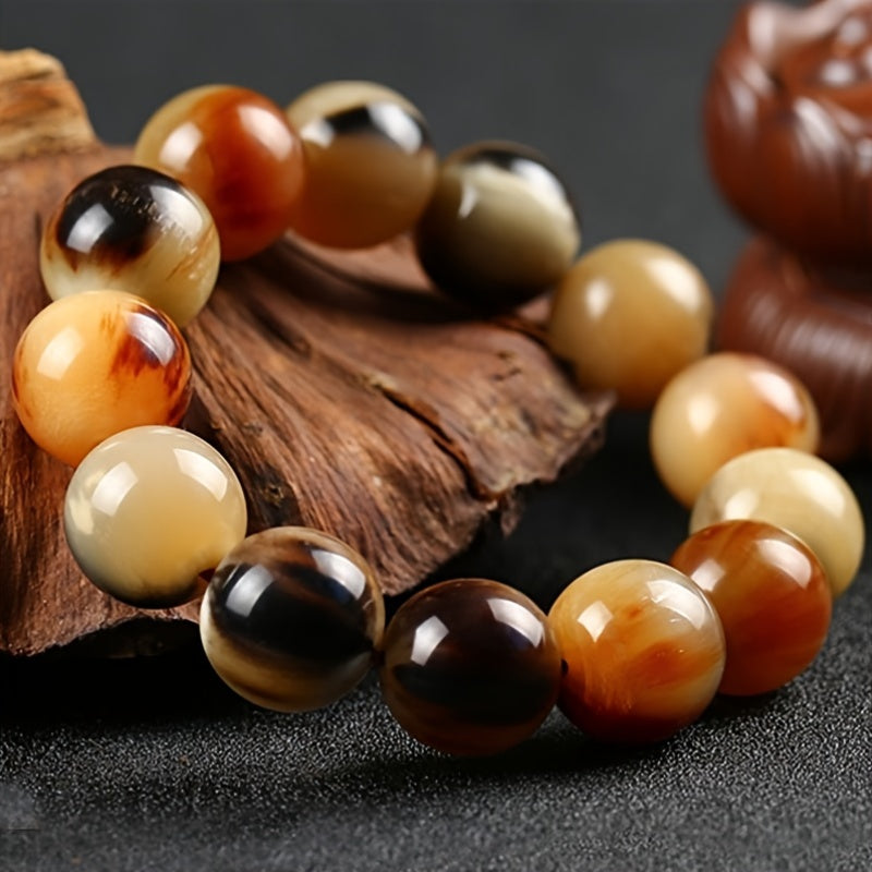 Large Yak Horn Bead Bracelet Ethnic Style Colorful Anklet for Prosperity & Protection