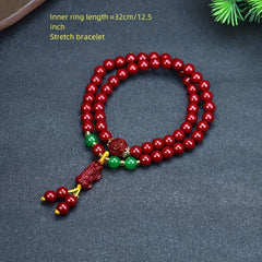 Cinnabar Pixiu & Tassel Bracelet for Wealth, Protection & Good Fortune Cinnabar Jewelry, Pixiu And Tassel Bracelet Unisex