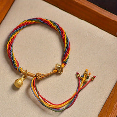 Rainbow Braided Blessing Rope Bracelet – Cultural Harmony Charm with Lucky Pendants
