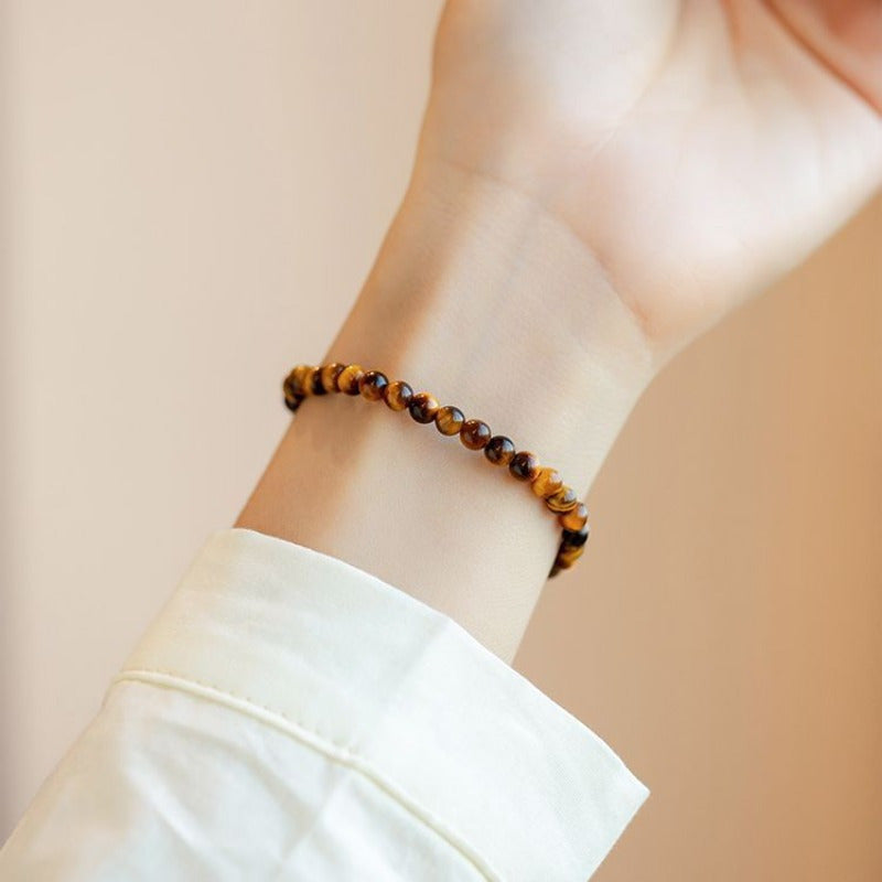 Synthetic Tiger's Eye Bracelet - Brown & Gold-Brown Striated Beads for Everyday Elegance & Energy Balance