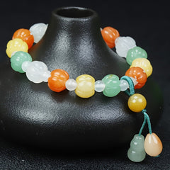 Natural Stone Pumpkin Beaded Bracelet - Handcrafted Multicolor Jewelry for Abundance, Joy, and Festive Style