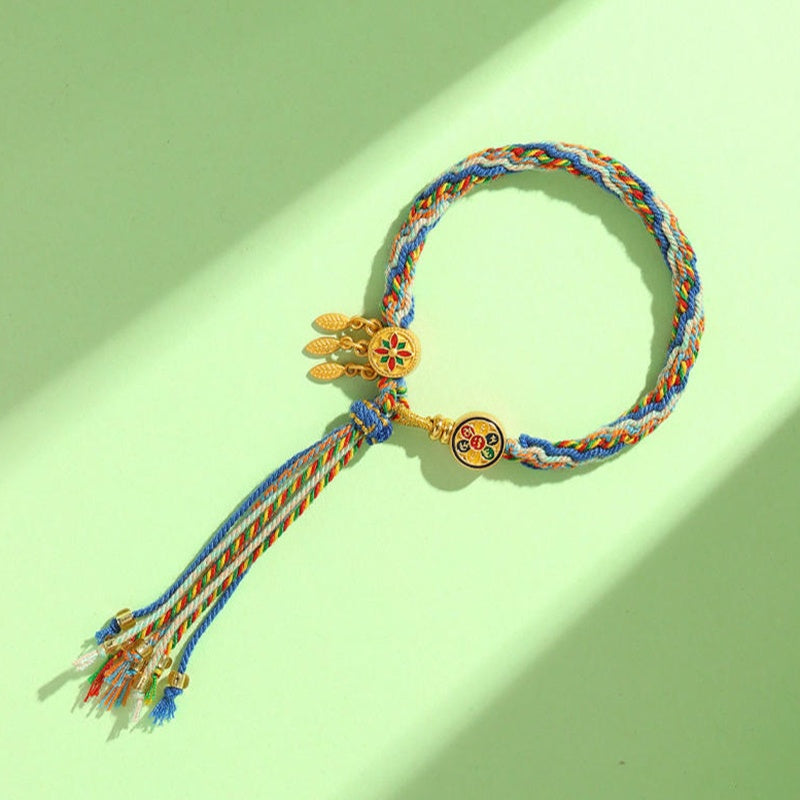 Bohemian Leaf Tassel Bracelet — Rainbow Harmony, Protection & Joy Energy Bracelet