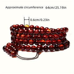Elegant Blood Amber Glass Bead Necklace & Bracelet Set - Daily Wear & Gift with Spiritual Energy