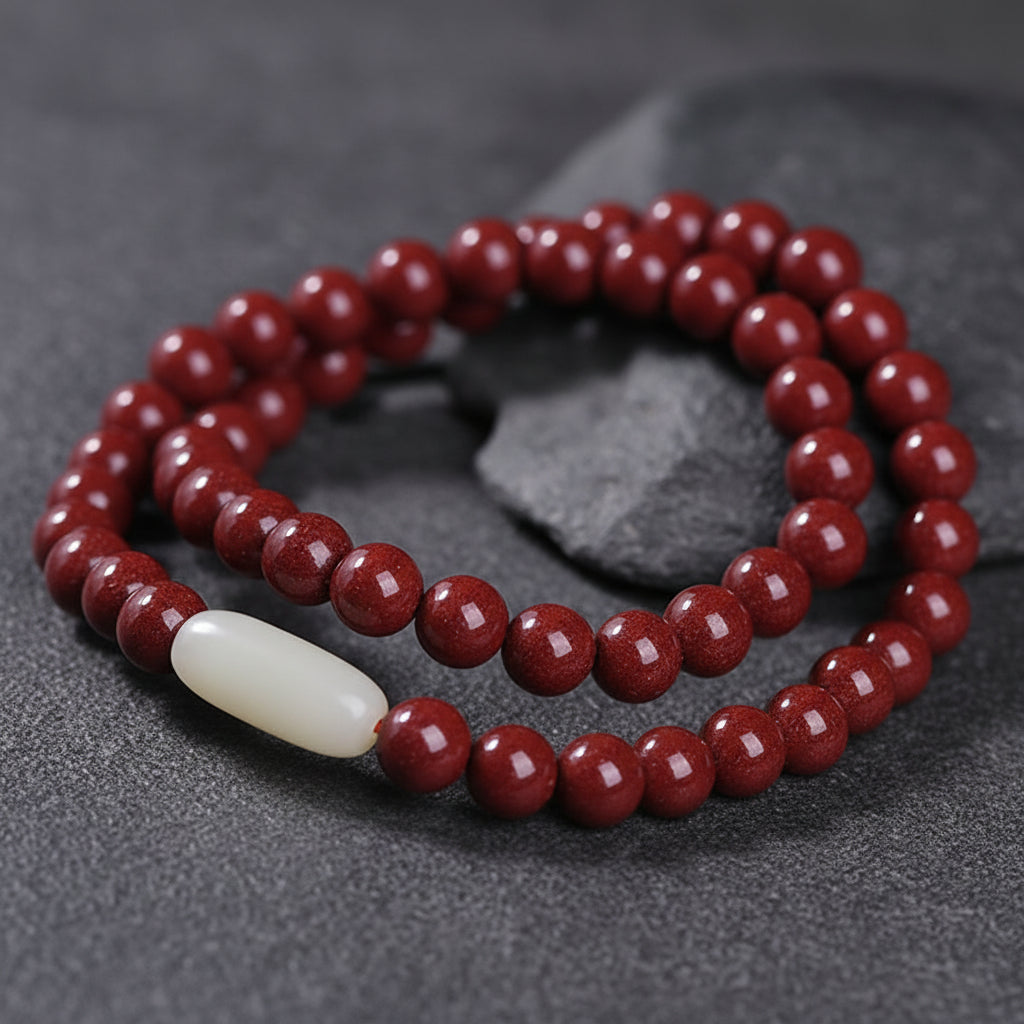 Unfinished Cinnabar & River Stone: The Bracelet Worn When You Choose the Path, Not Just the Goal