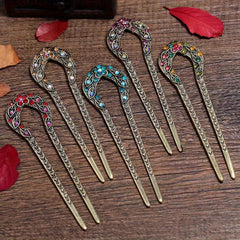 Vintage Rhinestone Hairpin Energy Balance & Traditional Elegance for Spiritual Harmony