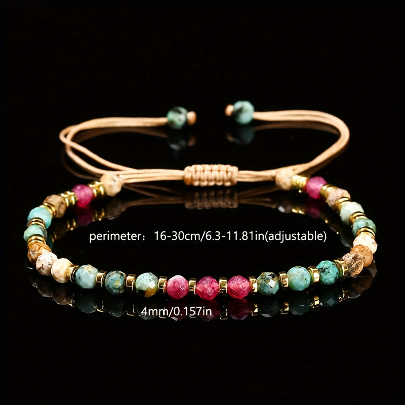 1pc Natural Stone Adjustable Bracelet - Energy Healing & Casual Elegance
